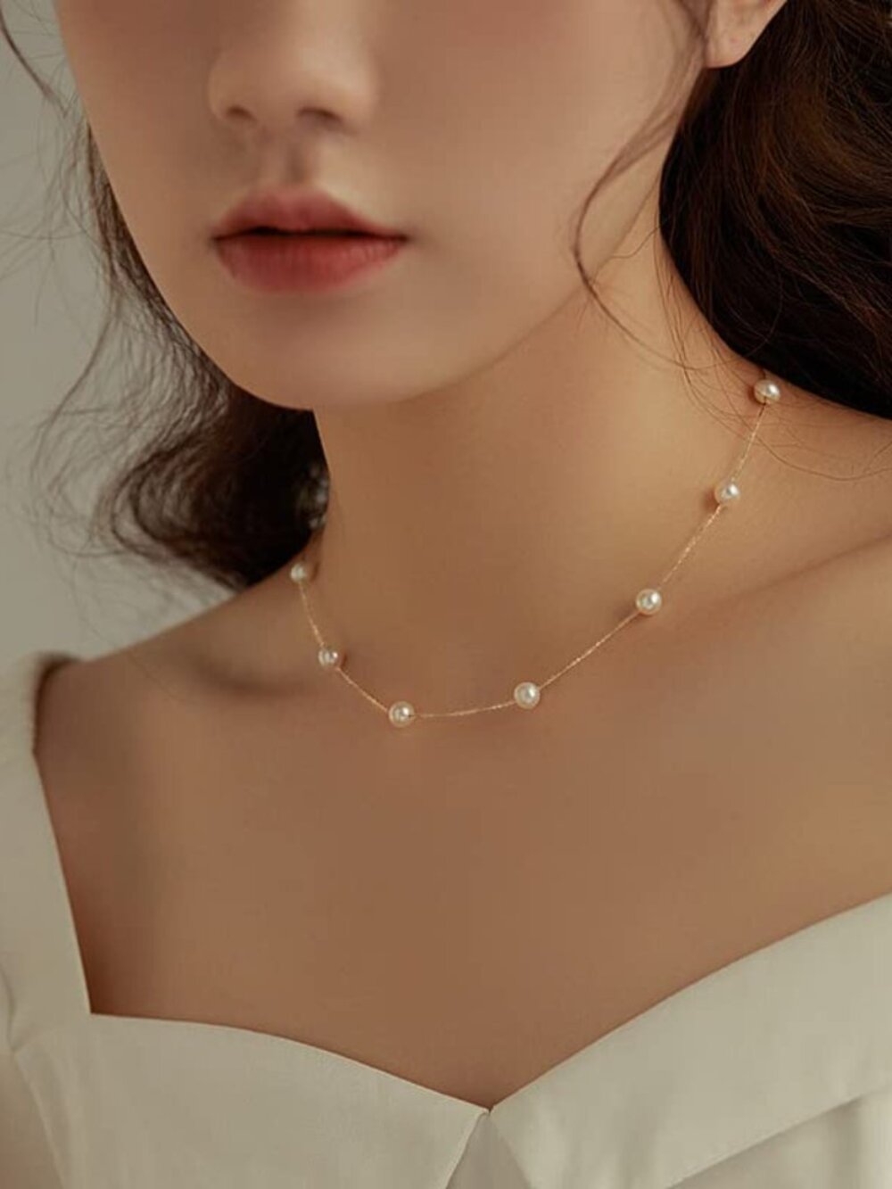 Pearl Necklaces for Women, Gold Pearl Choker Single Pendant Necklace Layered‎